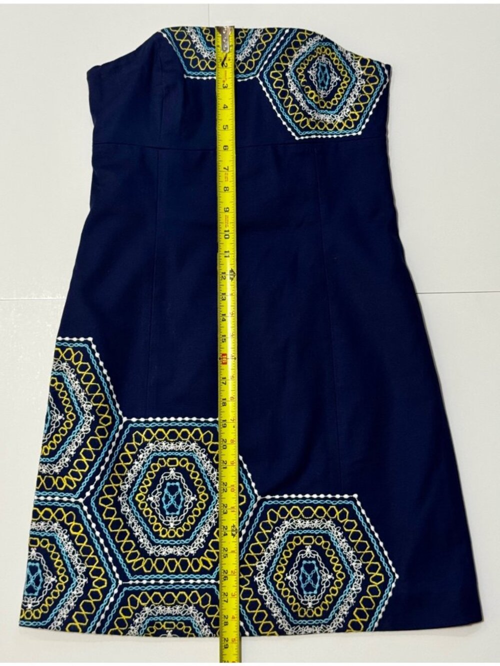 Lilly Pulitzer Bowen Strapless Dress Blue Embroidered Cocktail Party Size 2 - Picture 4 of 12